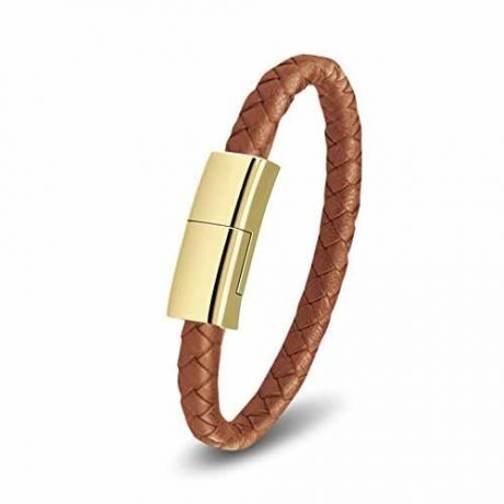 Bracelet chargeur en cuir tressé