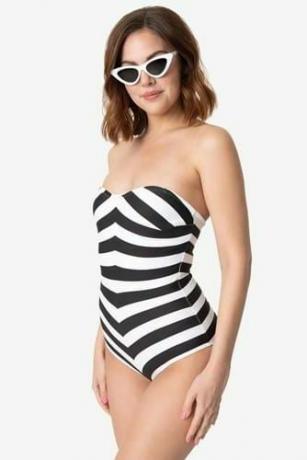 Maillot de bain noir et blanc Chevron Stripe