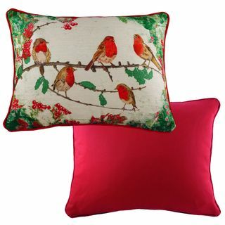 Coussin Rectangulaire Christmas Robins Multicolore