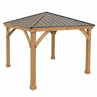 Gazebo en bois avec toit en aluminium 