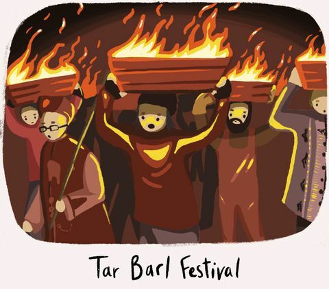 Festival Tar Barl - Les traditions britanniques les plus étranges - Chalets de caractère