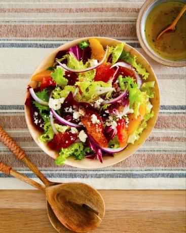 salade d'agrumes d'hiver avec vinaigrette à l'échalote