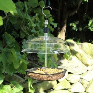 Mangeoire à oiseaux Kingfisher à suspendre avec auvent en plastique