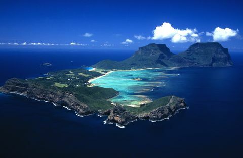 Vue aérienne de l'île Lorde Howe en Nouvelle-Galles du Sud, Australie