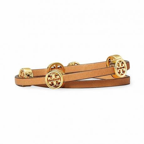 Bracelet double tour Miller doré et cuir