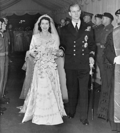 La reine et le prince Philip le jour de leur mariage, novembre 1947