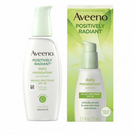 Aveeno Positively Radiant Hydratant quotidien pour le visage avec complexe de soja total et écran solaire SPF 30 à large spectre, sans huile et non comédogène, 2,5 fl. once [1]