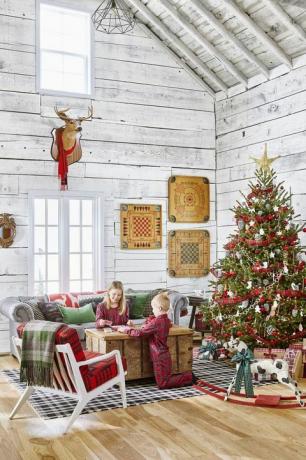 décorations d'arbre de Noël à carreaux