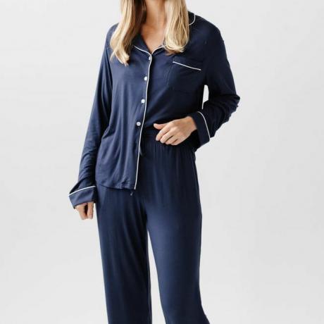 Pyjama en bambou à manches longues pour femme en tricot extensible