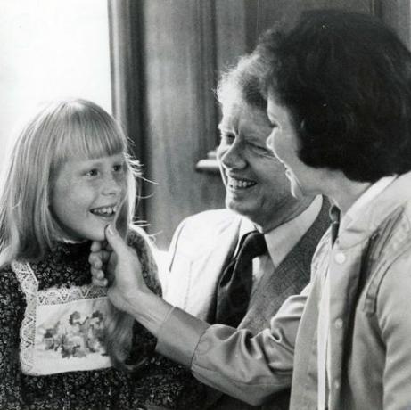 Amy, Rosalynn et Jimmy Carter en 1976