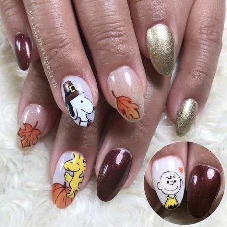 dessins d'ongles d'automne snoopy